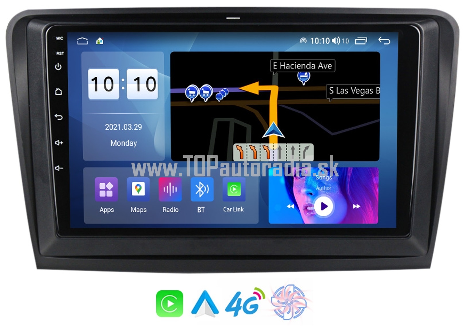 10" SKODA SUPERB 2 - GPS DSP QLED CARPLAY BT WIFI 4G-LTE USB CPU:8-jadrovy